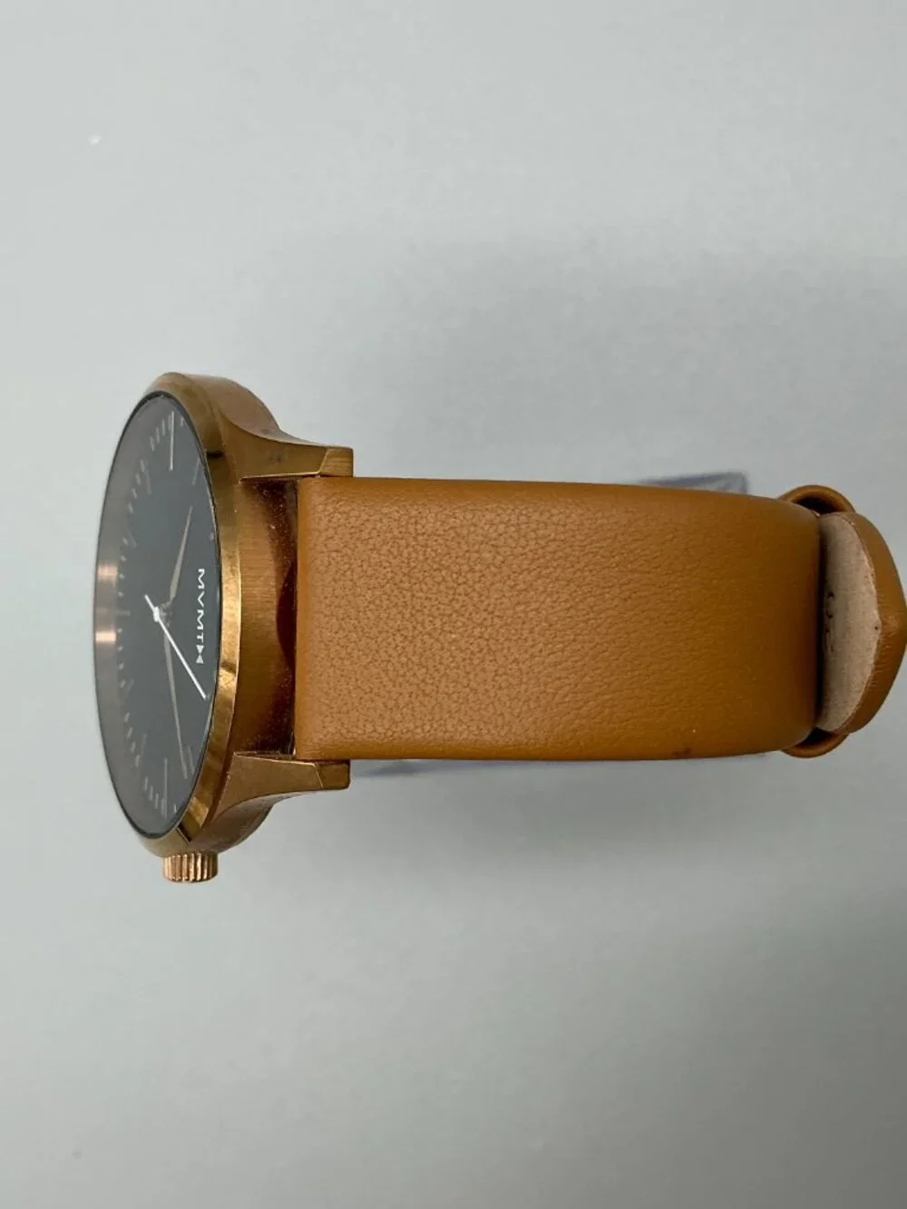 MVMT 40 Series Mens Watch 40mm Black Dial Rose Gold Tone Leather New Battery